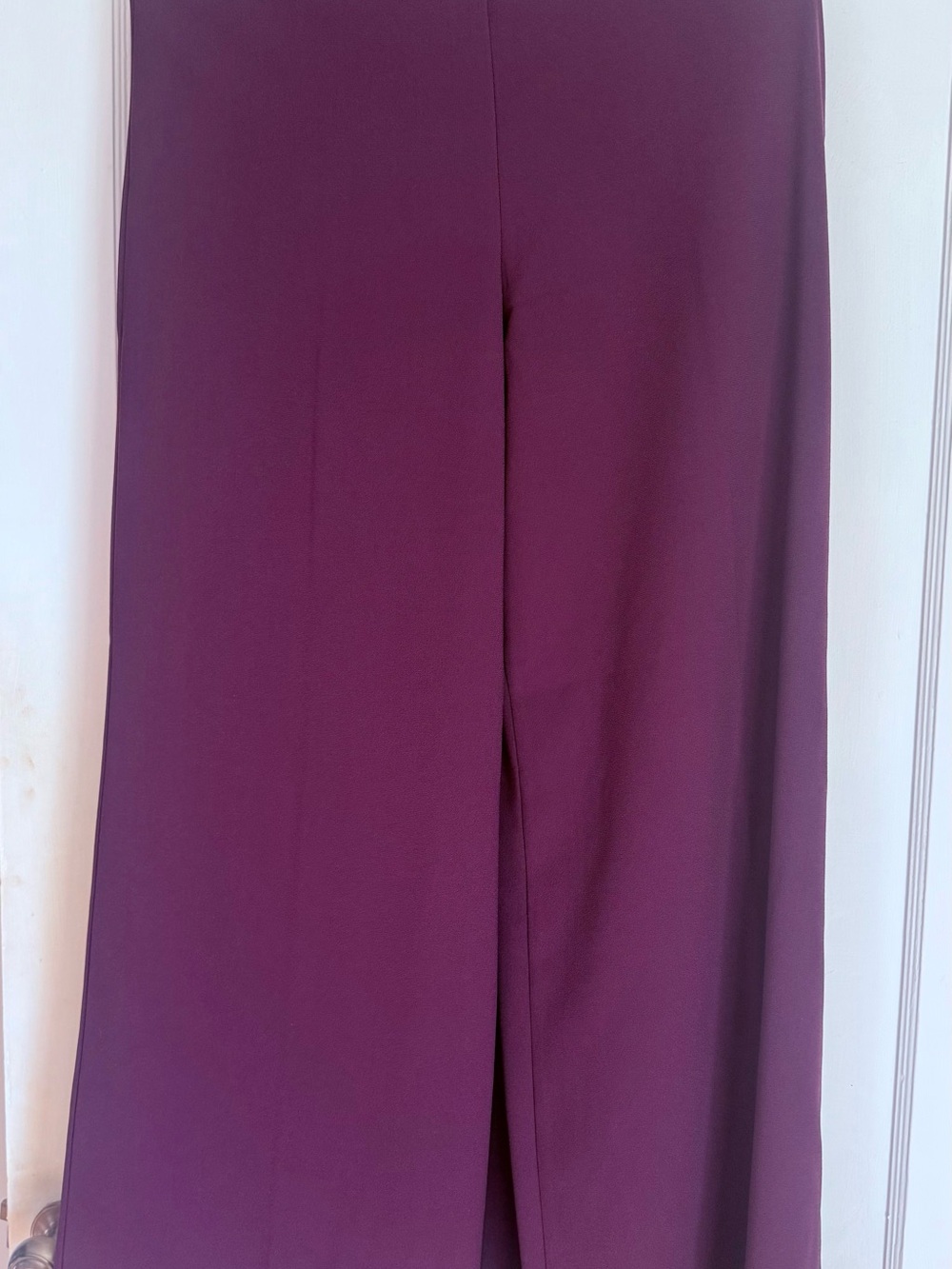 Ann Taylor Wide-Leg Split Front Pants in Plum
